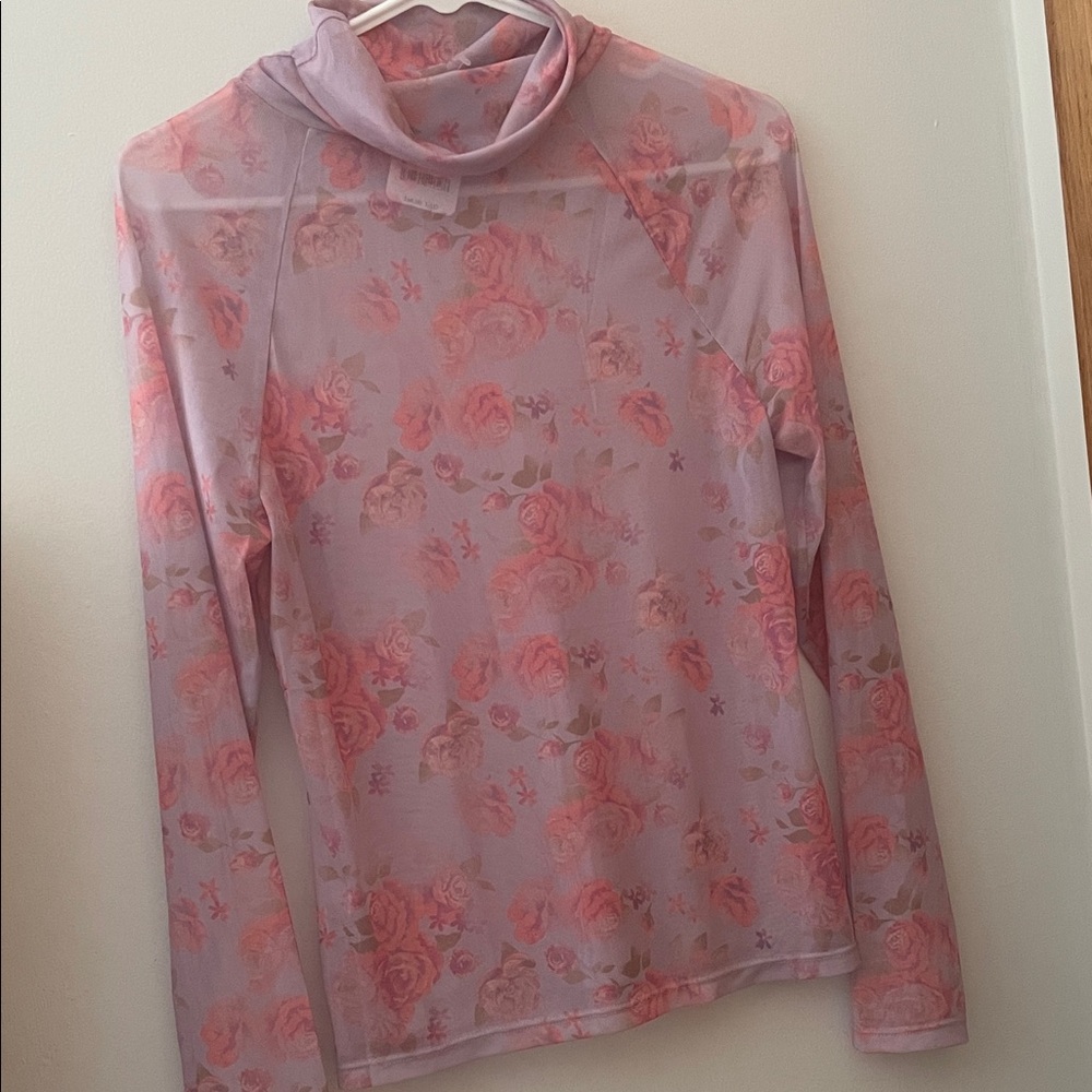 Free People Floral Sheer Long Sleeve Top